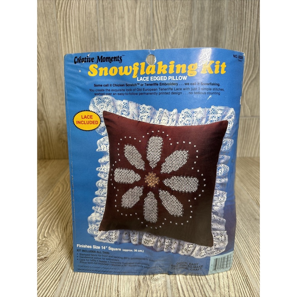 Vintage Creative Moments Snowflaking Kit Pillow 14" NOS 8326 Daisy Brown Craft
